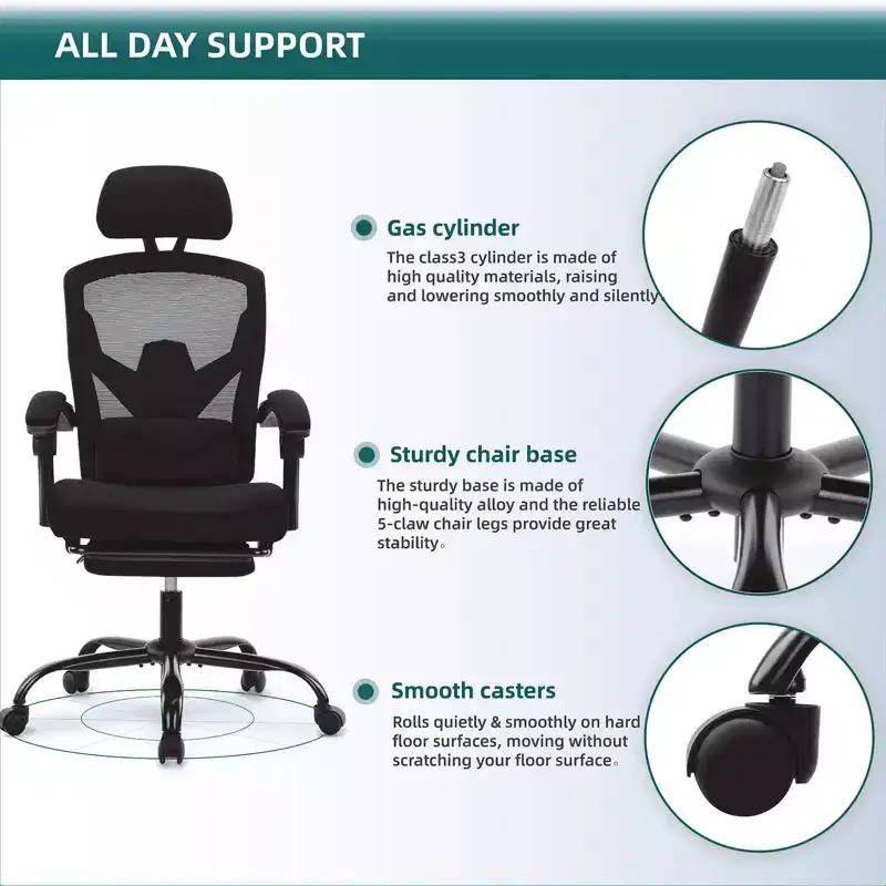 MAYEERTY 360 Swivel Office Chair Height Adjustable Pneumatic Seat 275 Lbs Weight Capacity