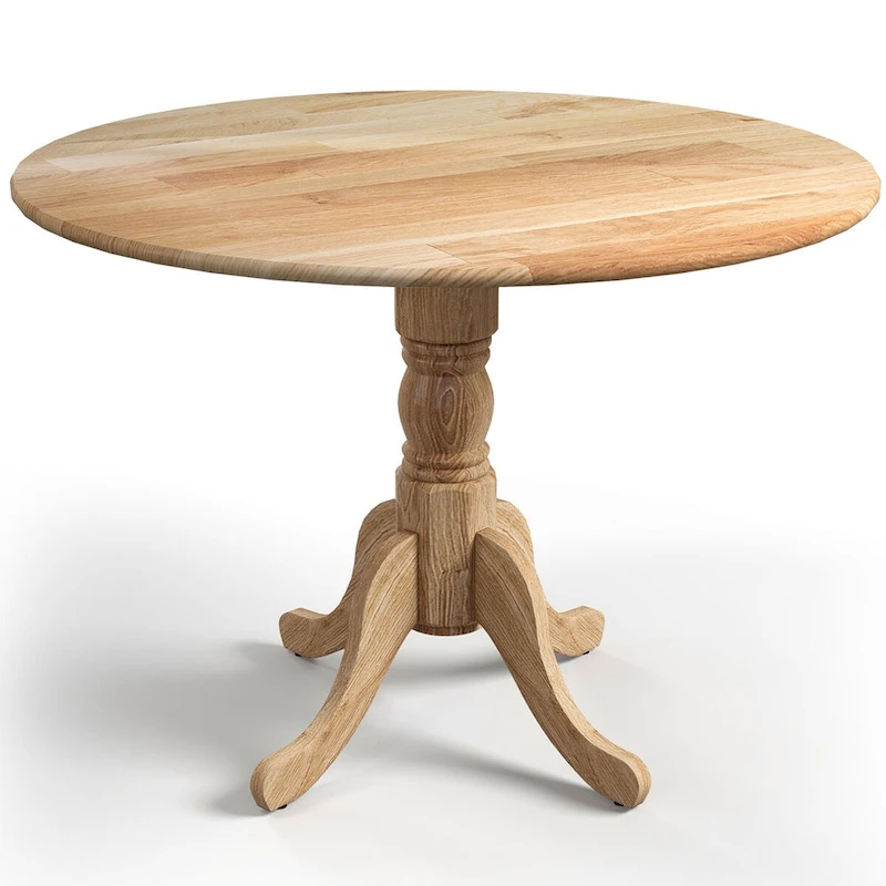 Wooden Dining Table with Round Tabletop and Curved Trestle Legs - 39.37 x 39.37 x 28.74