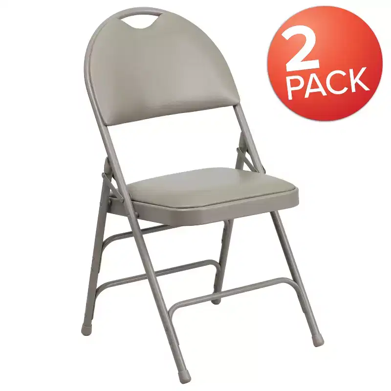 Extra Large Ultra-Premium Triple Braced Metal Folding Chair with Easy-Carry Handle