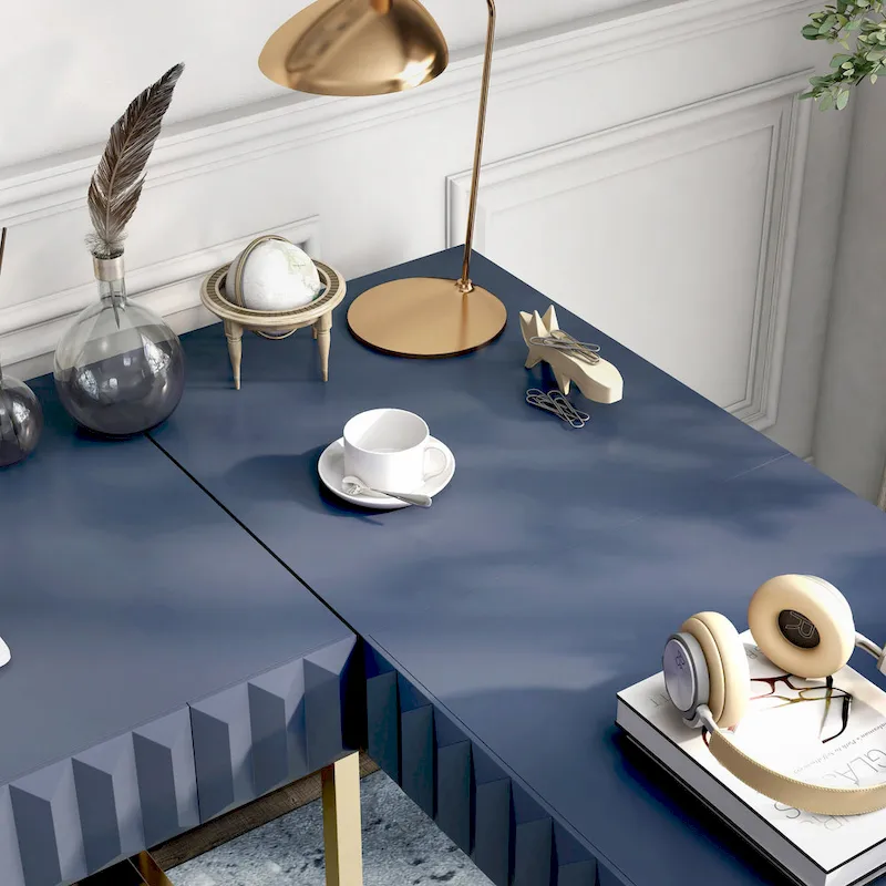 Bird Glam Metal Lift-top L-Shaped Computer Desk with USBs