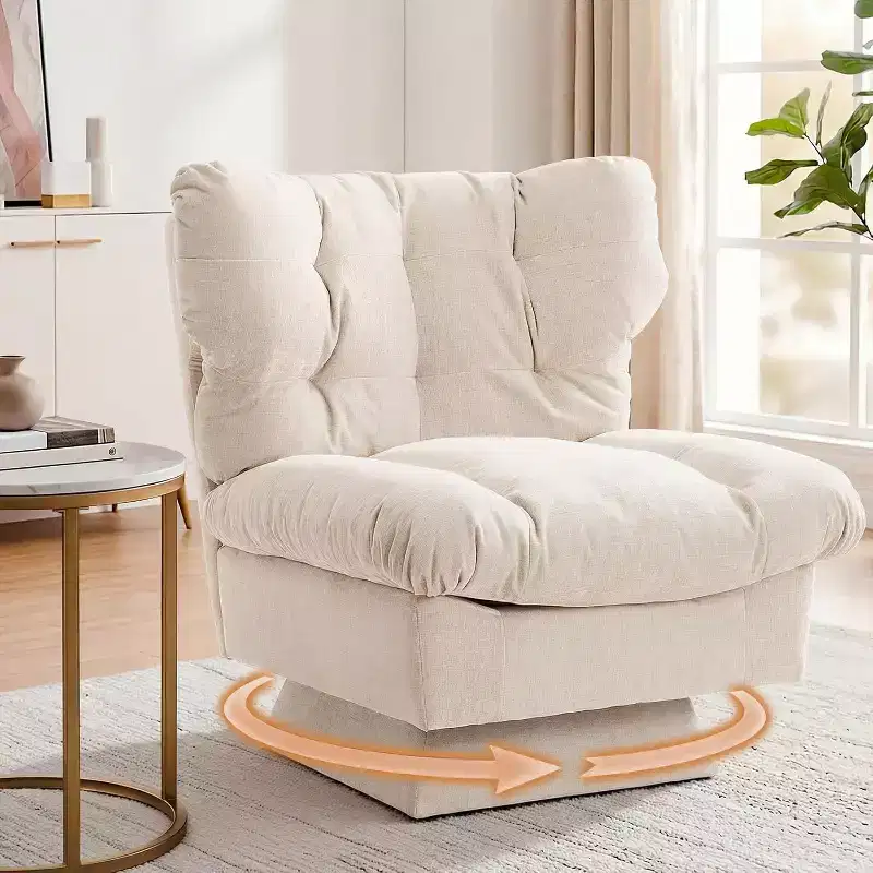 360-Degree Swivel Accent Chair - Modern Reading Chair with Thick Cushion & Cozy Chenille Fabric | Upholstered Armchair for Living Room, Bedroom