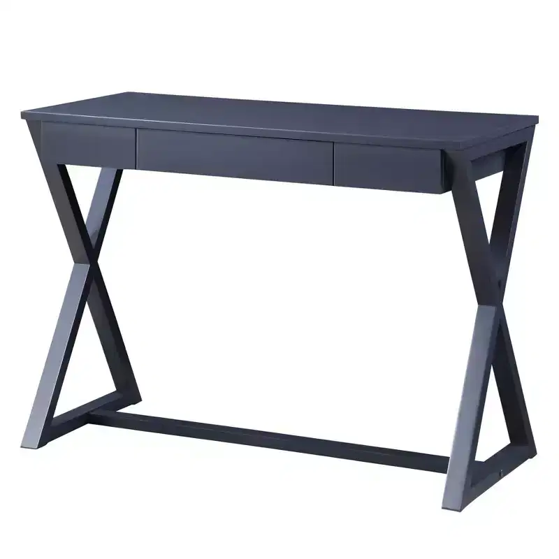 42" Console Table Black Finish -: Charcoal Poplar Wood, Storage Drawer