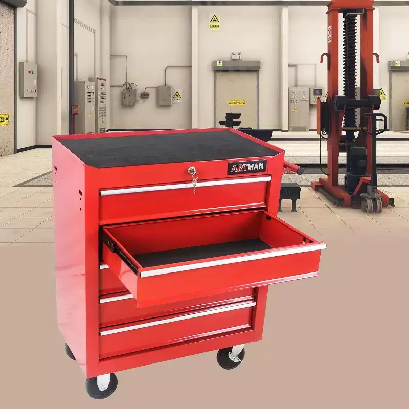 Heavy-Duty Rolling Tool Cabinet, 5-Drawer Mobile Tool Chest with Locking System, High Capacity Organizer for Garage, Workshop, Home, Red