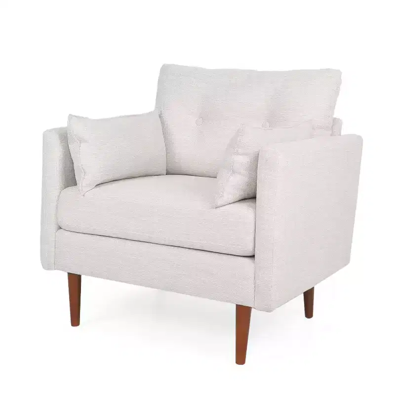 Christopher Knight Home Symonds Mid Century Modern Fabric Tufted Club Chair with Accent Pillows