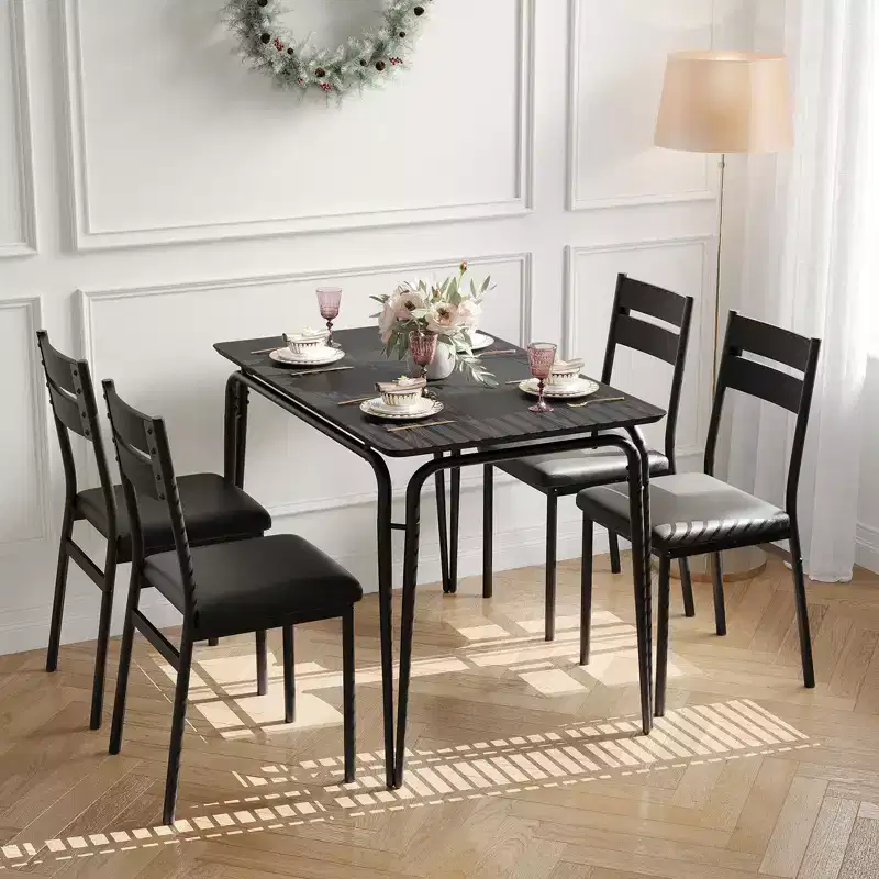 Dining Table for 4,Small Table & Chairs Set of 4,Square Dinette Set with 4 Chairs,5 Piece Kitchen & Dining Room Sets for Small Space,Apartment