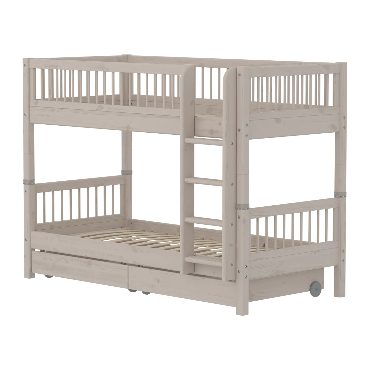 Bunk Bed 154 cm with Storage and Safety Rail, 90x200 cm, Grey