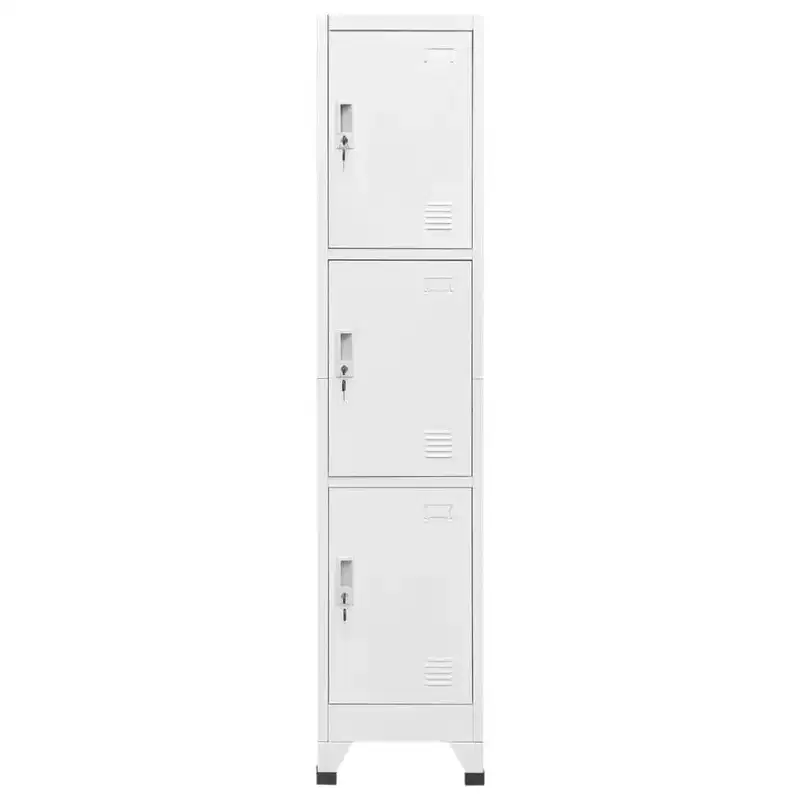 Steel Locker Cabinet with 3 Compartments - Resistant, Easy Assembly, Secure Storage, and Easy Cleaning