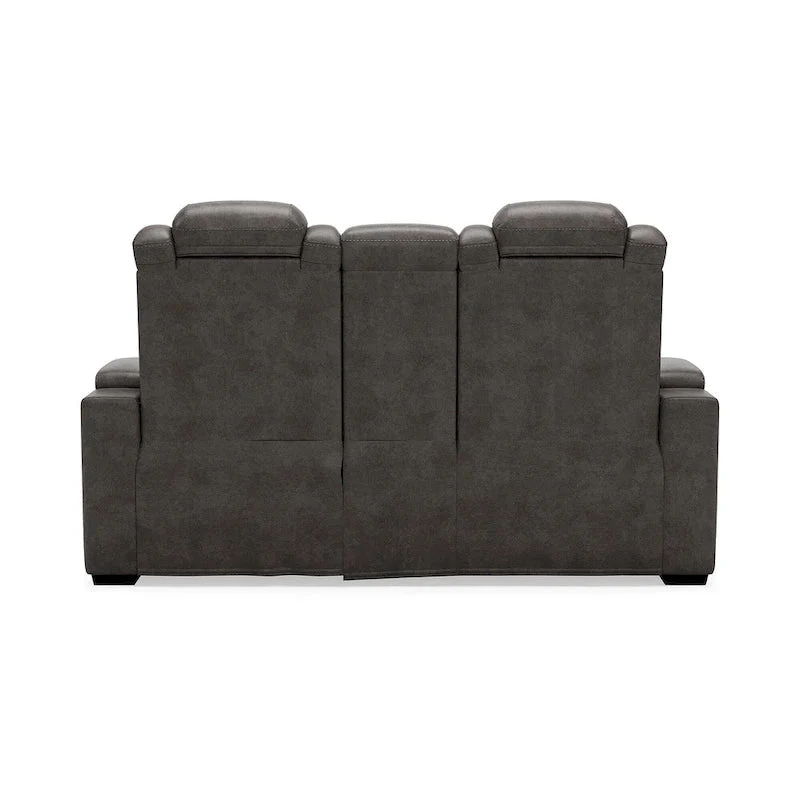 Signature Design by Ashley HyllMont Gray Power Reclining Loveseat with Console - 71.75  W x 39  D x 44  H