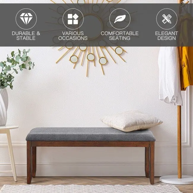 Upholstered Entryway Bench Footstool with Wood Legs - 47.5 x 15.5 x 19.5 (L x W x H)