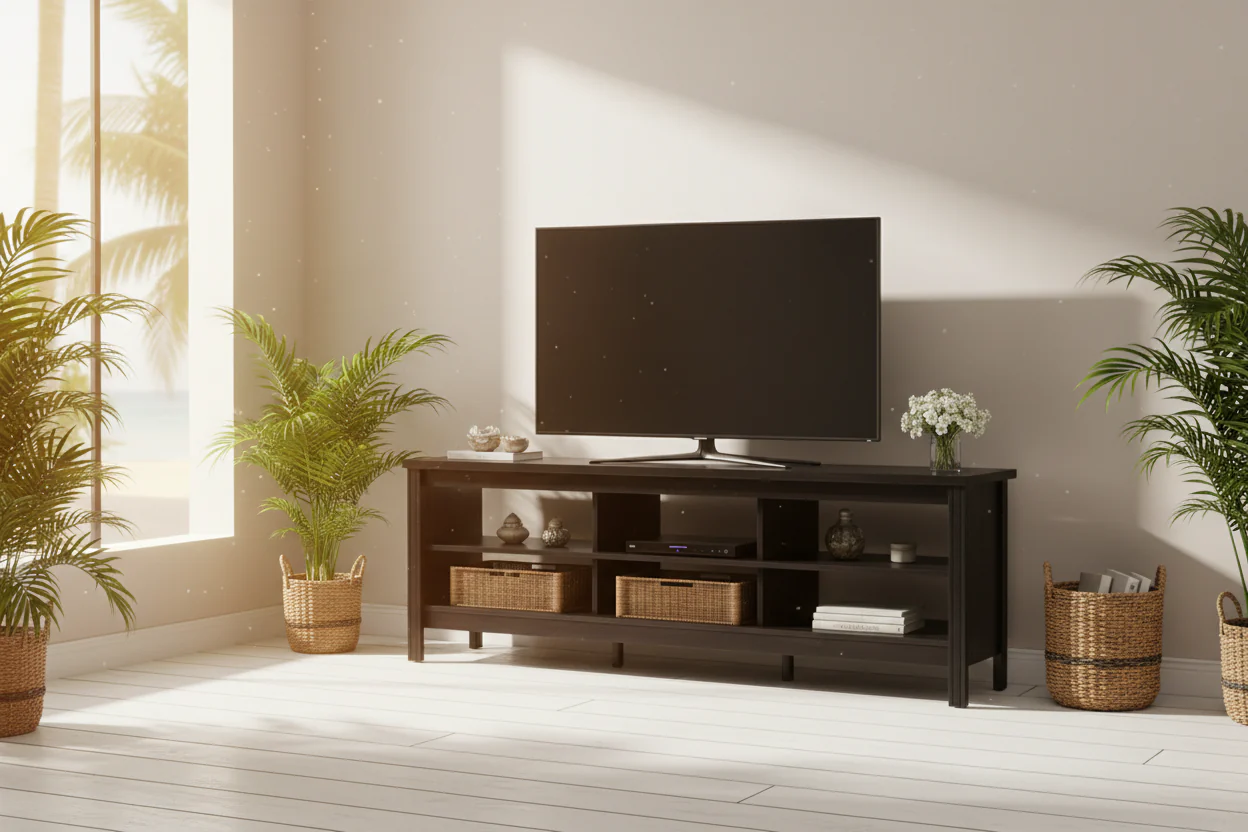 Farmhouse Wood TV Stand for 75 inch TV Entertainment Center - 73 inches