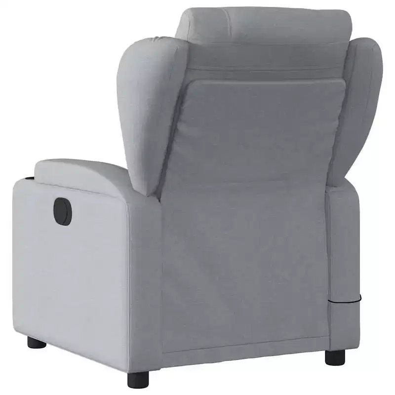 vidaXL Massage Recliner Chair - Light Gray Fabric, 6-Point Vibration, Manual Reclining, Cup Holders, Armchair with USB Power Source