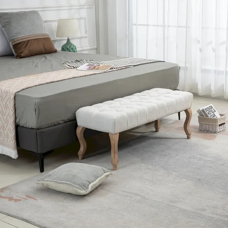 AVAWING Upholstered Tufted Ottoman Bench Accent Entryway Bench