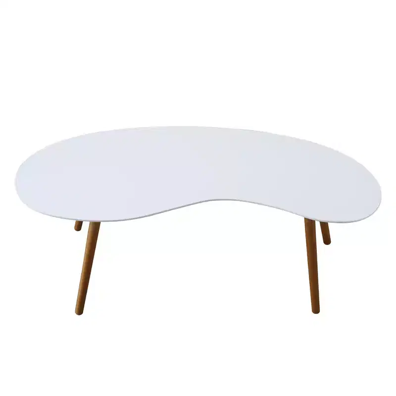 Oslo Bean Shaped Coffee Table White/Bamboo - Breighton Home