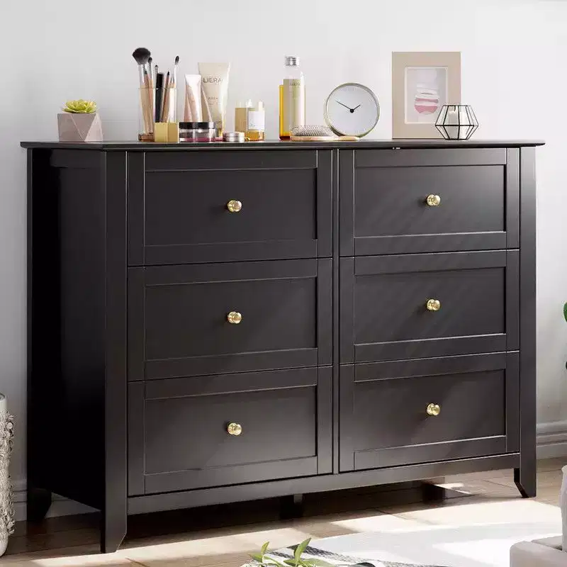 Coolmee Dresser for Bedroom, 6 Chest of Drawer Dresser for 48 inch TV, Modern Wood TV Stand for Living Room, Closet Storage, Entryway, Hallway