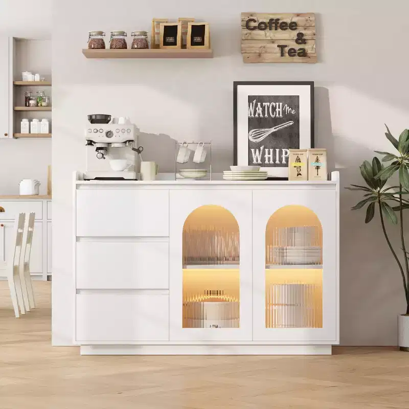 Two-Door Sideboard with Rainbow Glass Panels