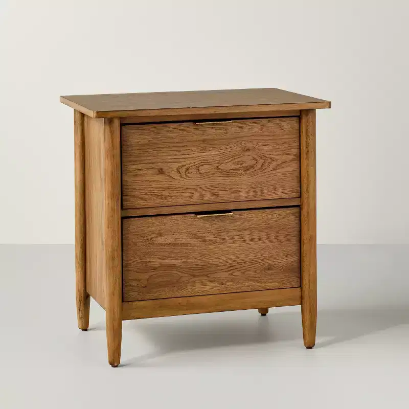 Wood and Cane 2 Drawer Nightstand Aged Oak - Hearth & Hand™ with Magnolia