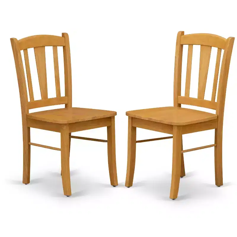 Belmont Dining Room Chair, Wood Seat, 17 W x 17 D x 36 H, Chic Oak Finish, Pure Asian Wood (2-Pack)
