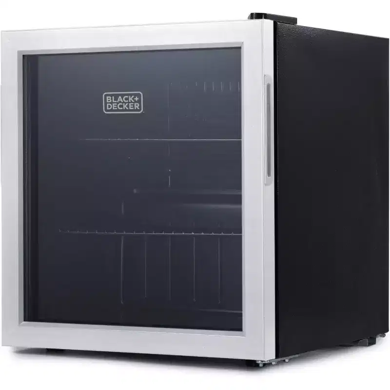 BLACK+DECKER 1.7 Cu. Ft. Beverage Cooler with Double Pane Glass Door, Drink Fridge & Beverage Refrigerator with 63-Can Capacity