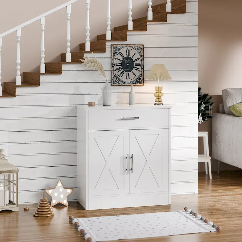 Sideboard Buffet Cabinet with Drawers and Doors, MDF, Multiple Sizes, Kitchen or Dining Room