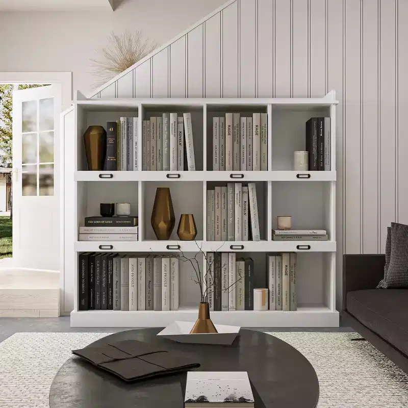 10-Cube Tall Freestanding Bookcase with Vintage Industrial Style for Living Room, Bedroom and Office