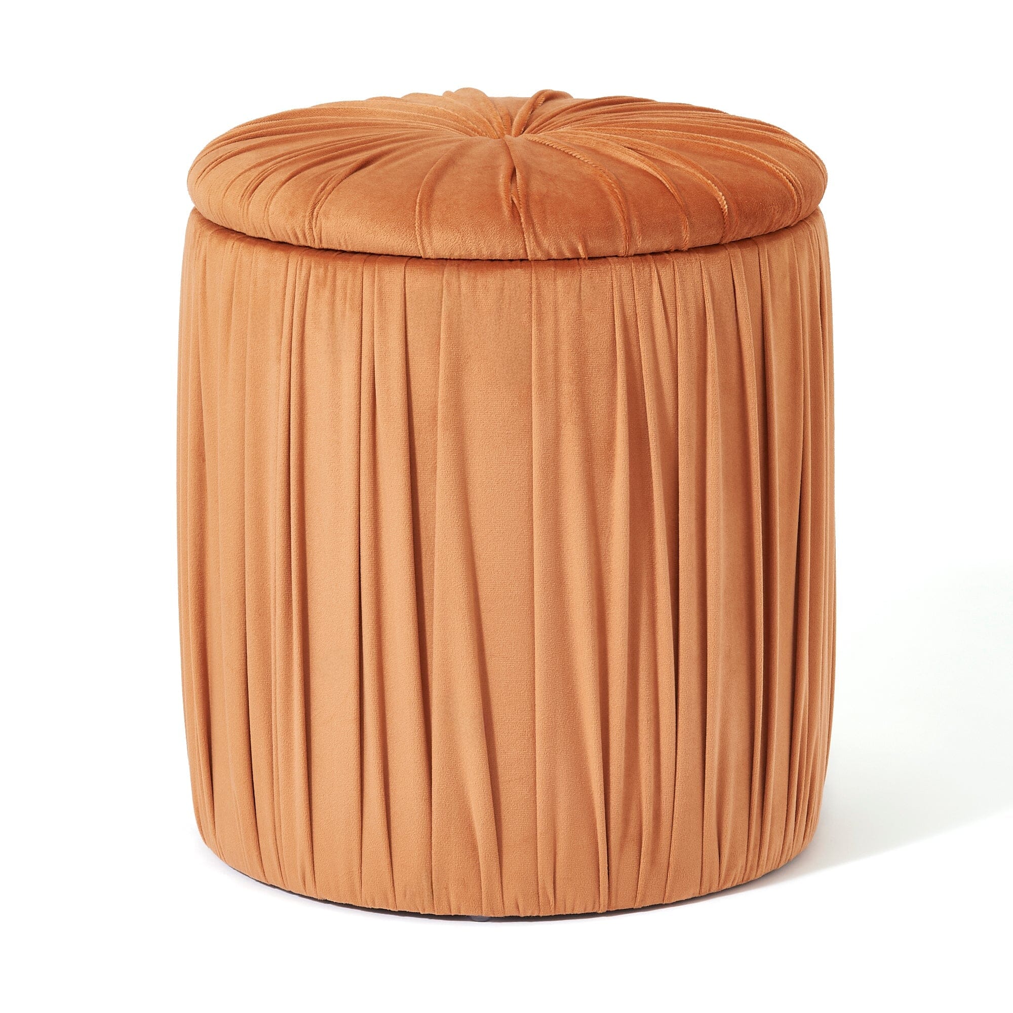 Orange Pleated Texture Accent Stool