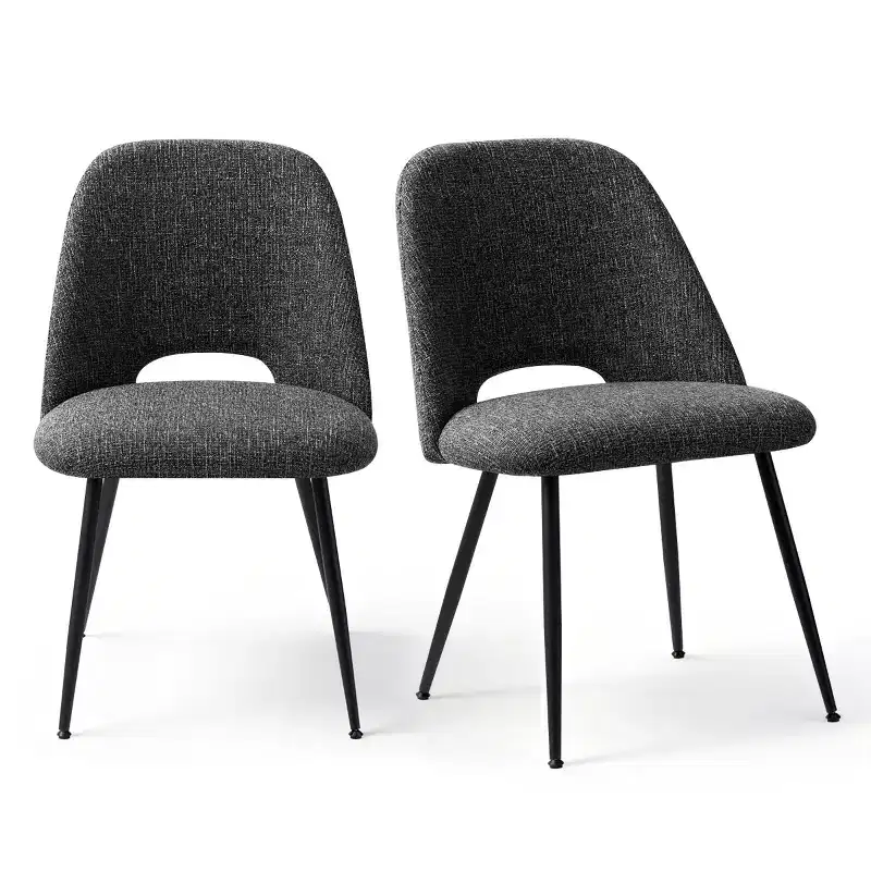 Set of 4 Modern Upholstered Dining Chairs, Armless Dining Room Chairs with Black Metal Legs, Comfortable Kitchen & Dining Side Chairs-Panipeachy