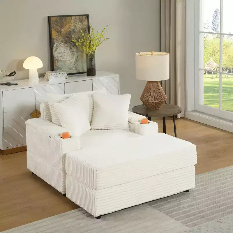 sofa With 2 toss pillows and a ottoman ,Comfy Sofa- Deep Seat Couch for Living Room