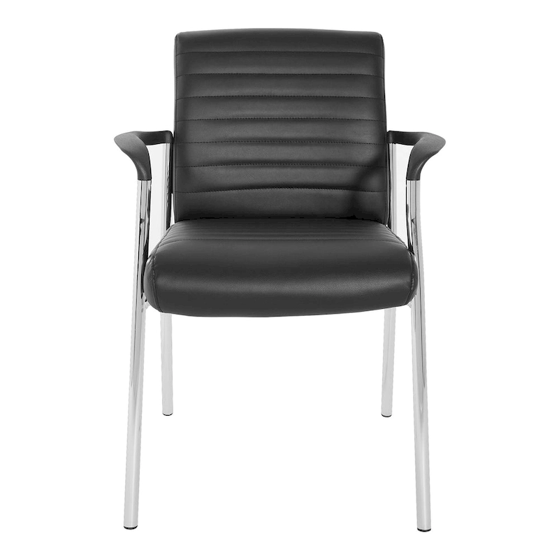 Guest Chair with Faux Leather and Chrome Frame