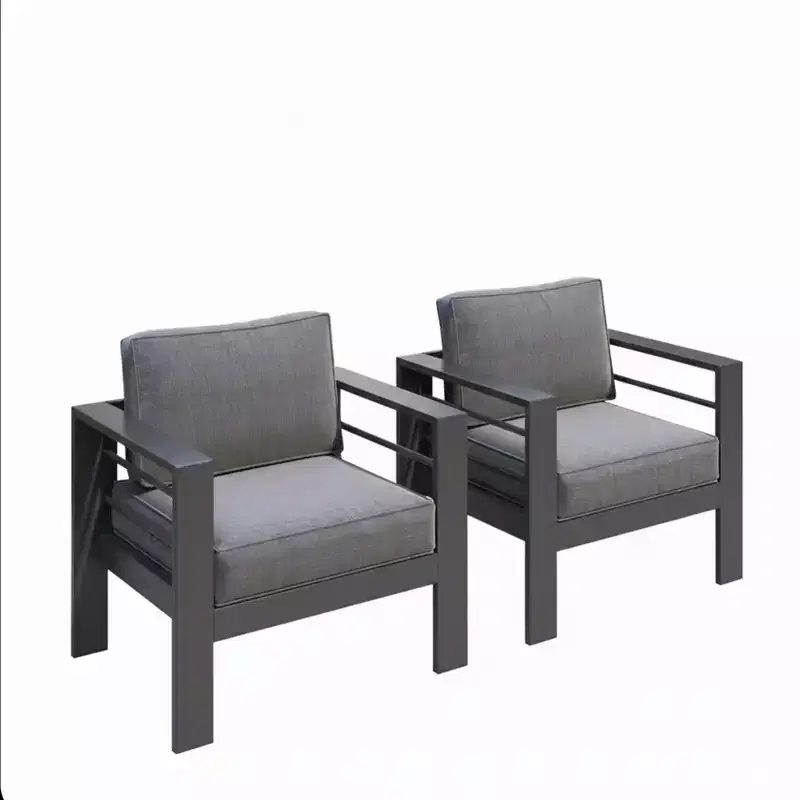 2-Pack 28 All-Weather Aluminum Patio Armchairs with Thick Cushions