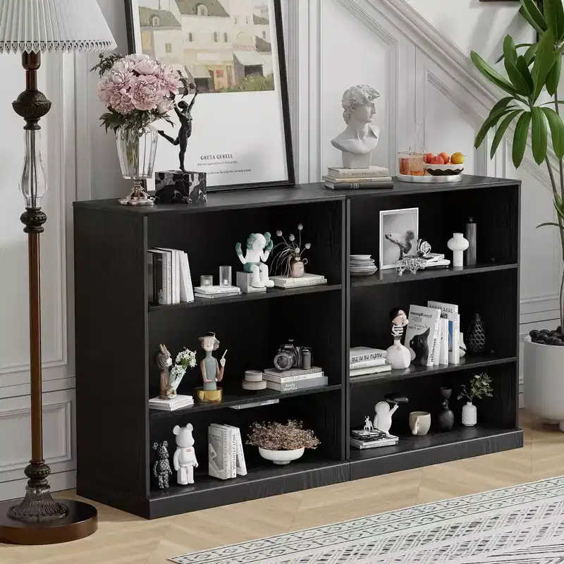 36x31x16 Wood Accent Cabinet with Adjustable Shelf Storage Cabinet without Door Black