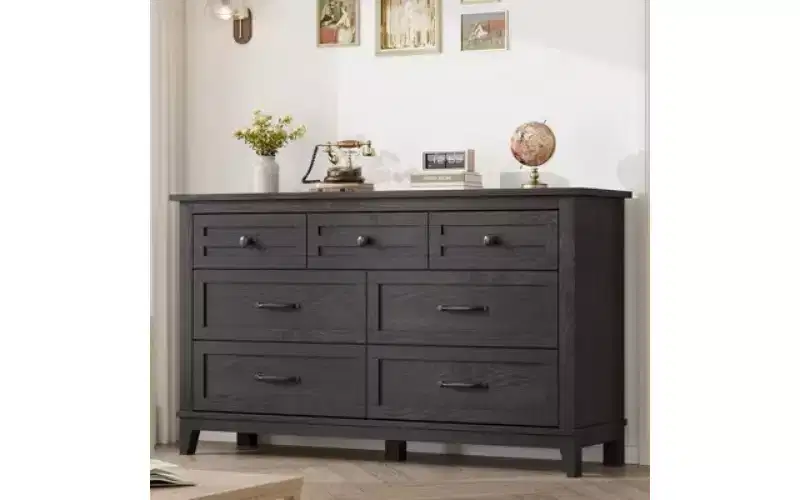 7 Dresser for Bedroom, 54 Wide Drawer Dresser with Storage Freestanding, Wooden Closet Storage Chest for Living Room, Bedroom, Entryway