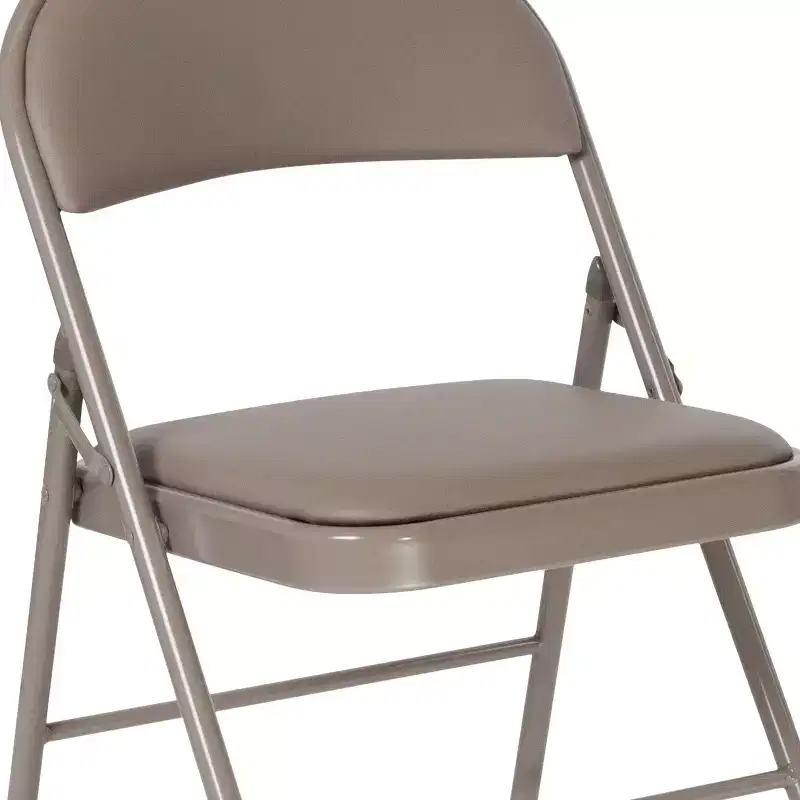 Beige / Gray Padded Vinyl Folding Chair – Set of 2