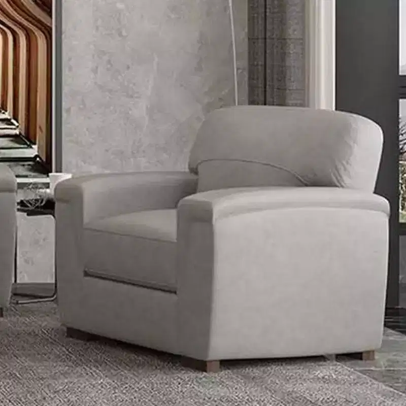 43" Cornelia Accent Chair Beige Leather - Acme Furniture: Mid-Century, Tufted, Wood Composite