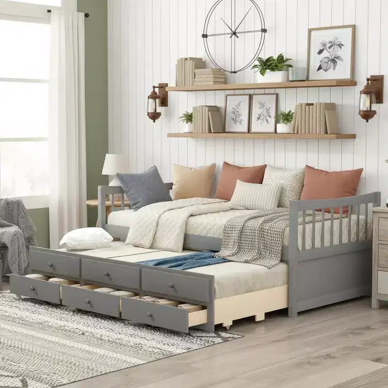 Full & Twin Daybed with Trundle and Storage Drawers