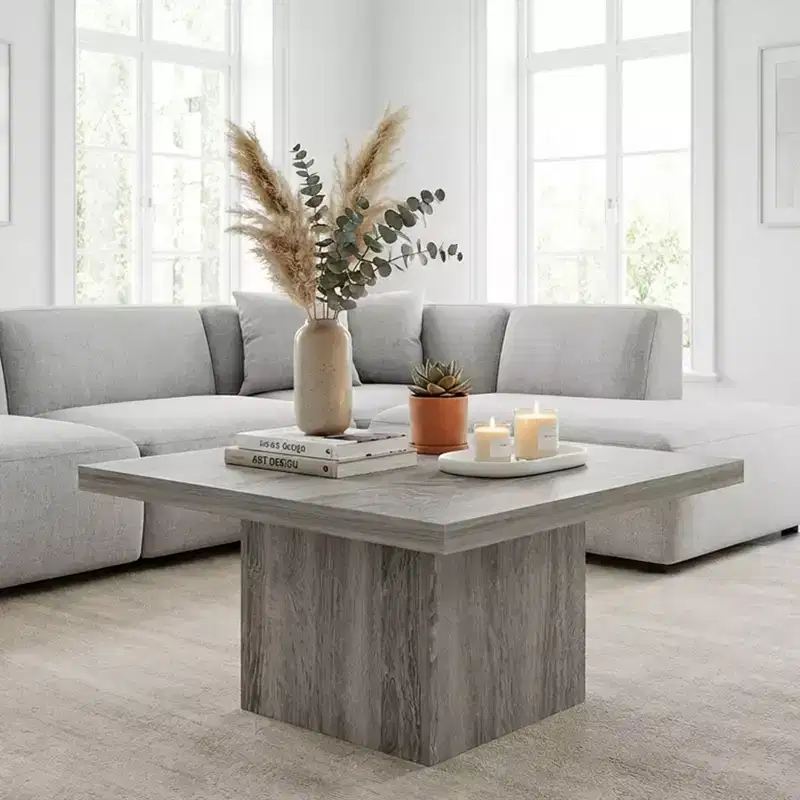 Square Coffee Table, Center Table with 1.6 Thick Tabletop, 31.5x31.5