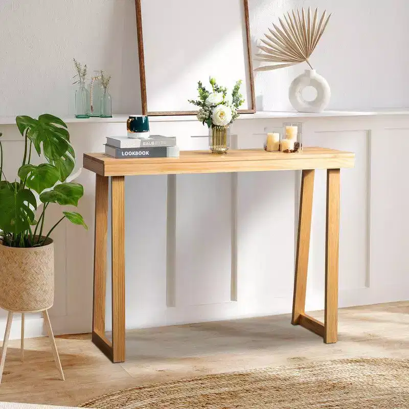 Karl Home 43.3 In. Solid Wood Console Table With Trapezoidal Legs