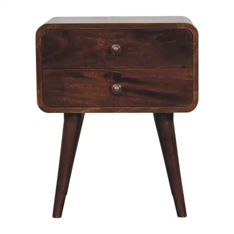 HomeRoots 22 Chestnut Solid Wood Two Drawer Nightstand