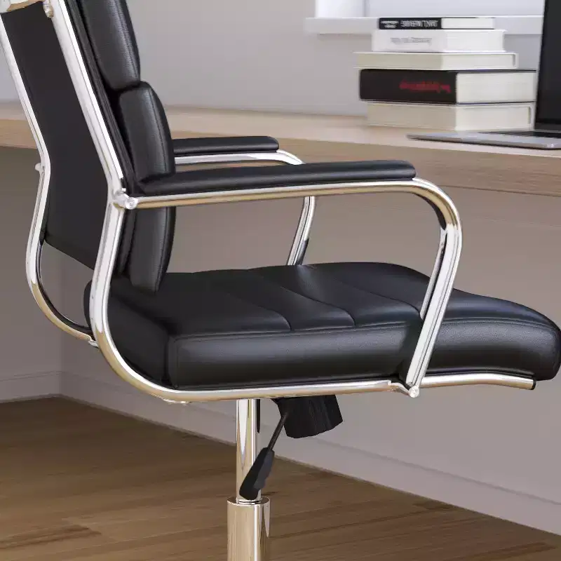 High Panel-Back Ergonomic Office Chair with Padded Metal Arms Executive Swivel Computer Desk Chair