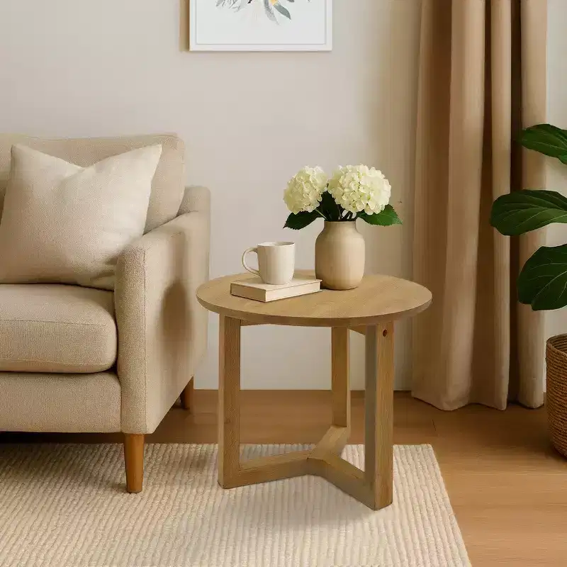 Royal Hampton 18.5 Round Handcrafted Side End Table | Mango Wood