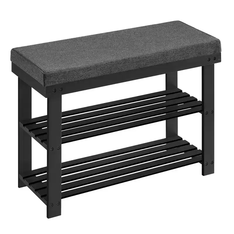 SONGMICS Bamboo Shoe Bench, 3-Tier Shoe Rack, Stable Shoe Organizer for Entryway Bench Seat Holds Up to 330 lb