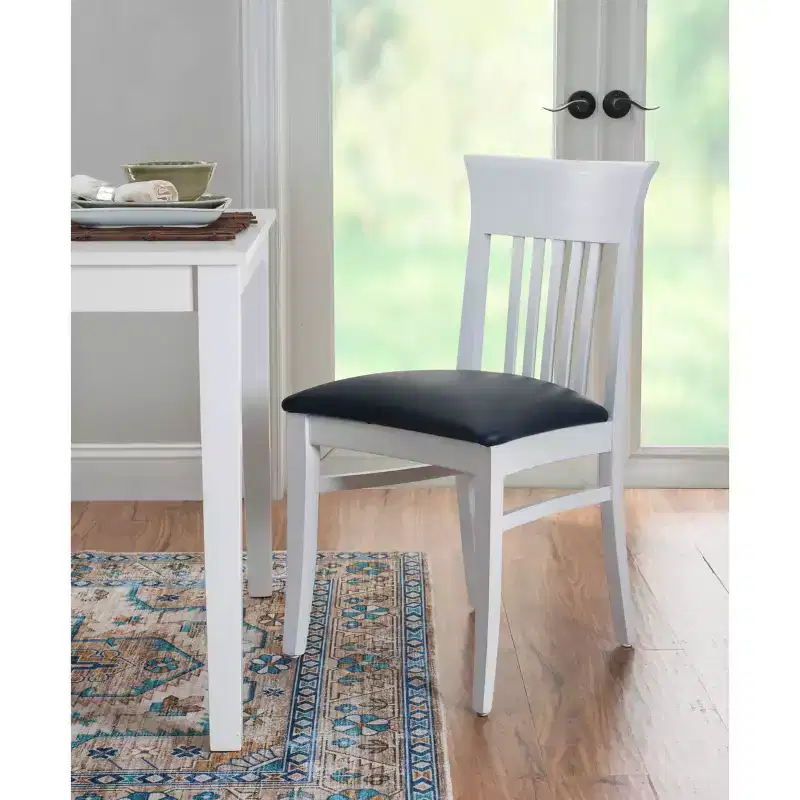 Set of 2 Jenny Slat Back Faux Leather Dining Chairs White - Linon