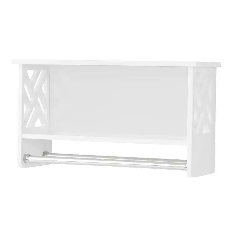Bath Shelf with Two Towel Rods White