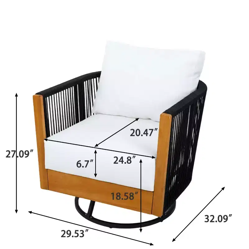 Christopher Knight Home Lucian Modern Patio Acacia Wood Handwoven Rope 360 Swivel Chair