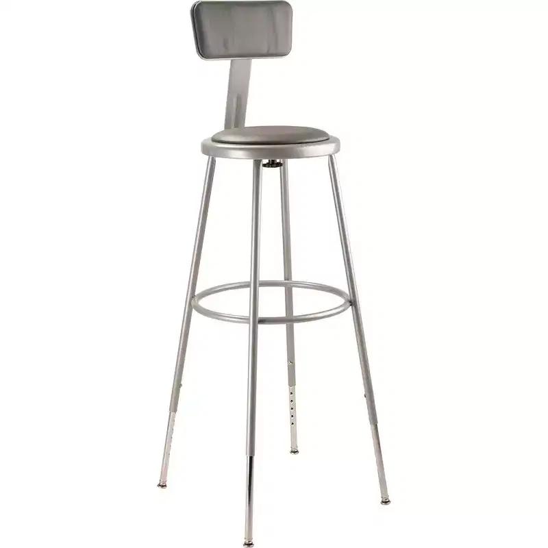 2pk Adjustable Heavy Duty Vinyl Steel Barstool with Backrest Gray - Hampden Furnishings