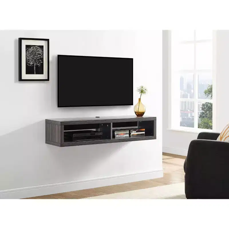 Shallow Wall Mounted A/V Console TV Stand for TVs up to 60