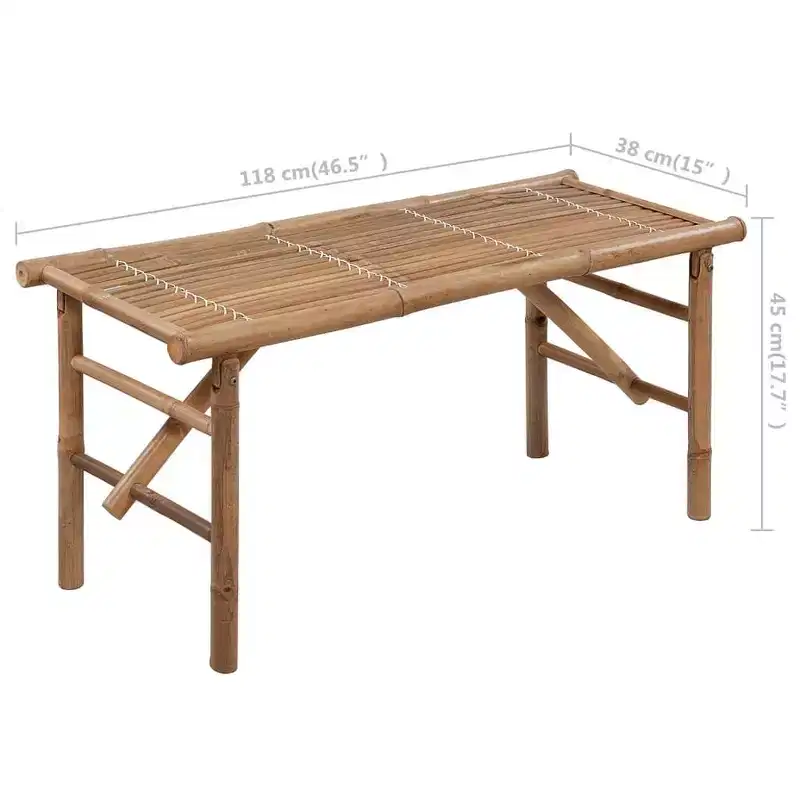 vidaXL Garden Bench Blue, Natural Bamboo Bamboo and 100% Polyester Medium