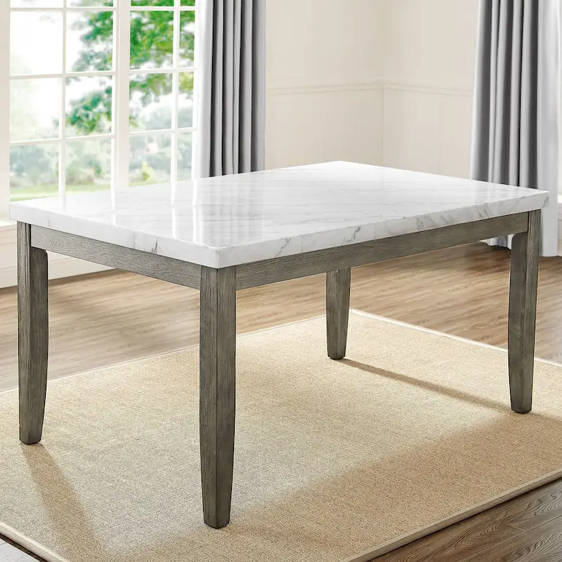 6-Piece Marble Top Dining Set with Bench