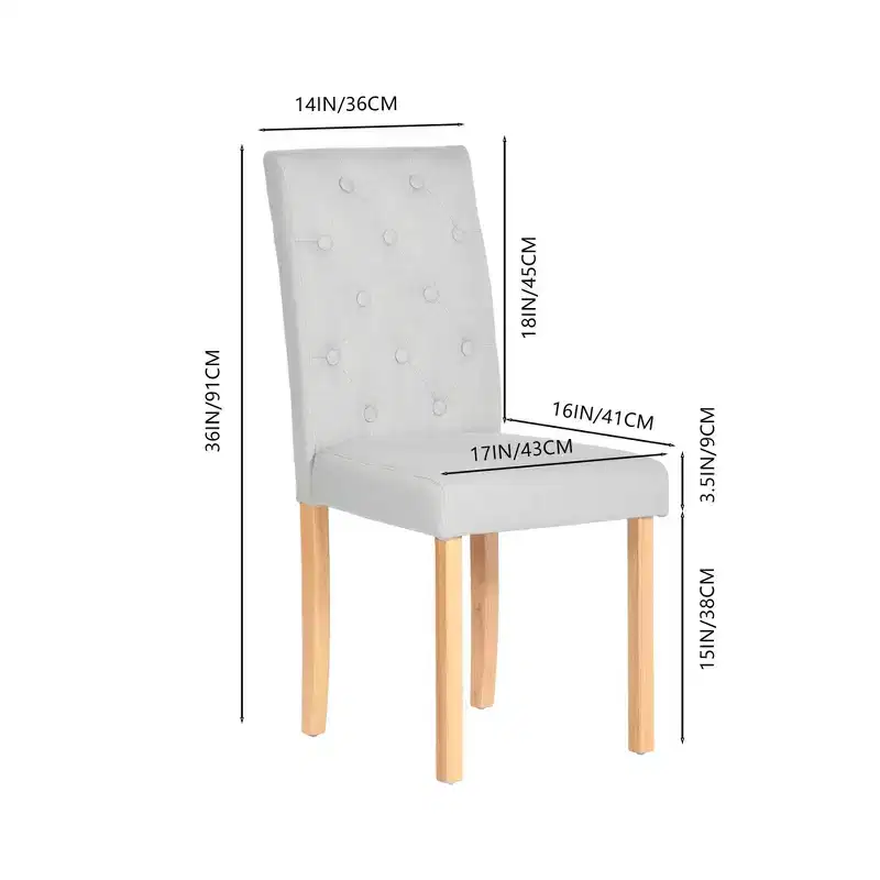 FurnitureR Set of 4 Upholstered Dining Chairs with Button-Tufted Back, Soft Foam Seat & Solid Wood Legs for Kitchen, Dining Room & Home