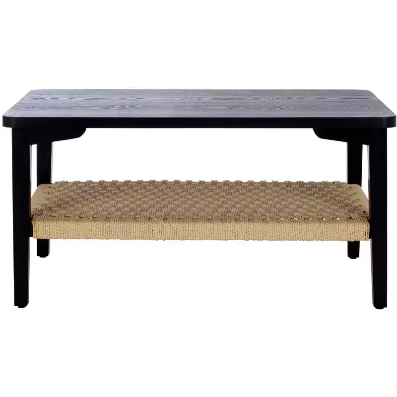 Modern Black Coffee Table with 1 Open Shelf – Living Room