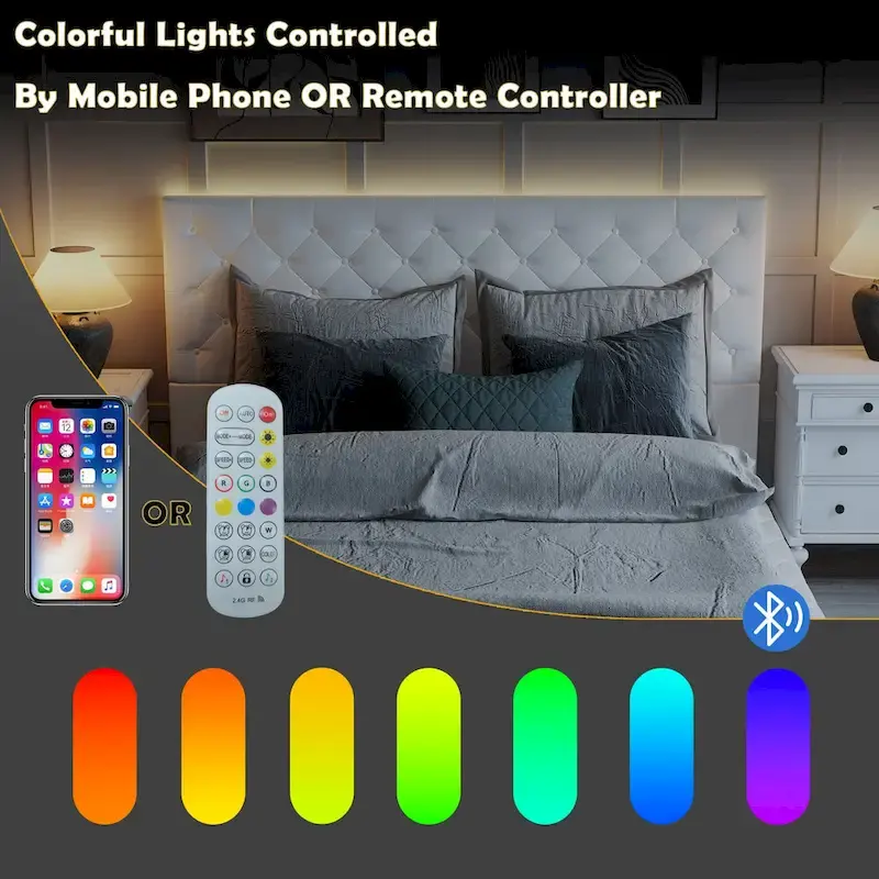 LED Queen/King Bed Frame with Tufted Headboard Bedroom Furniture